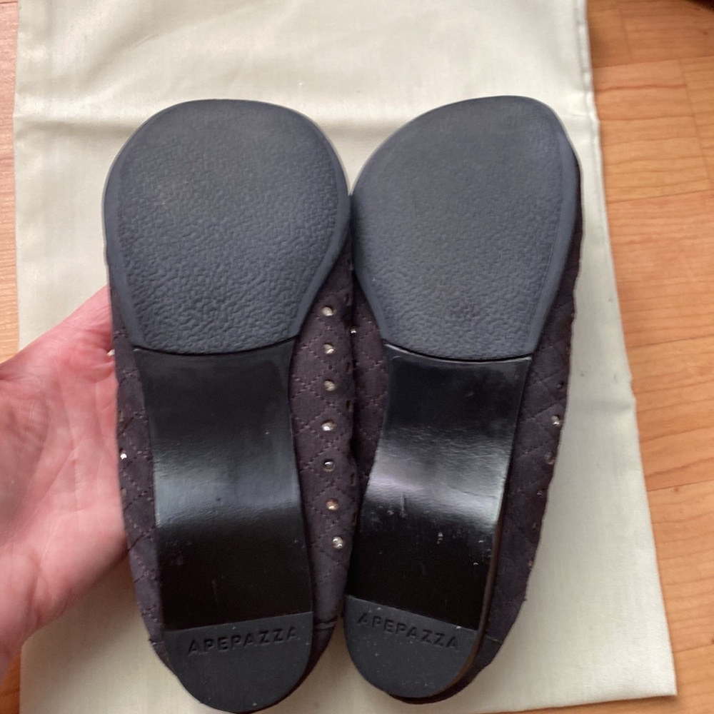 Apepazza Charcoal Suede Jeweled Flats View 5